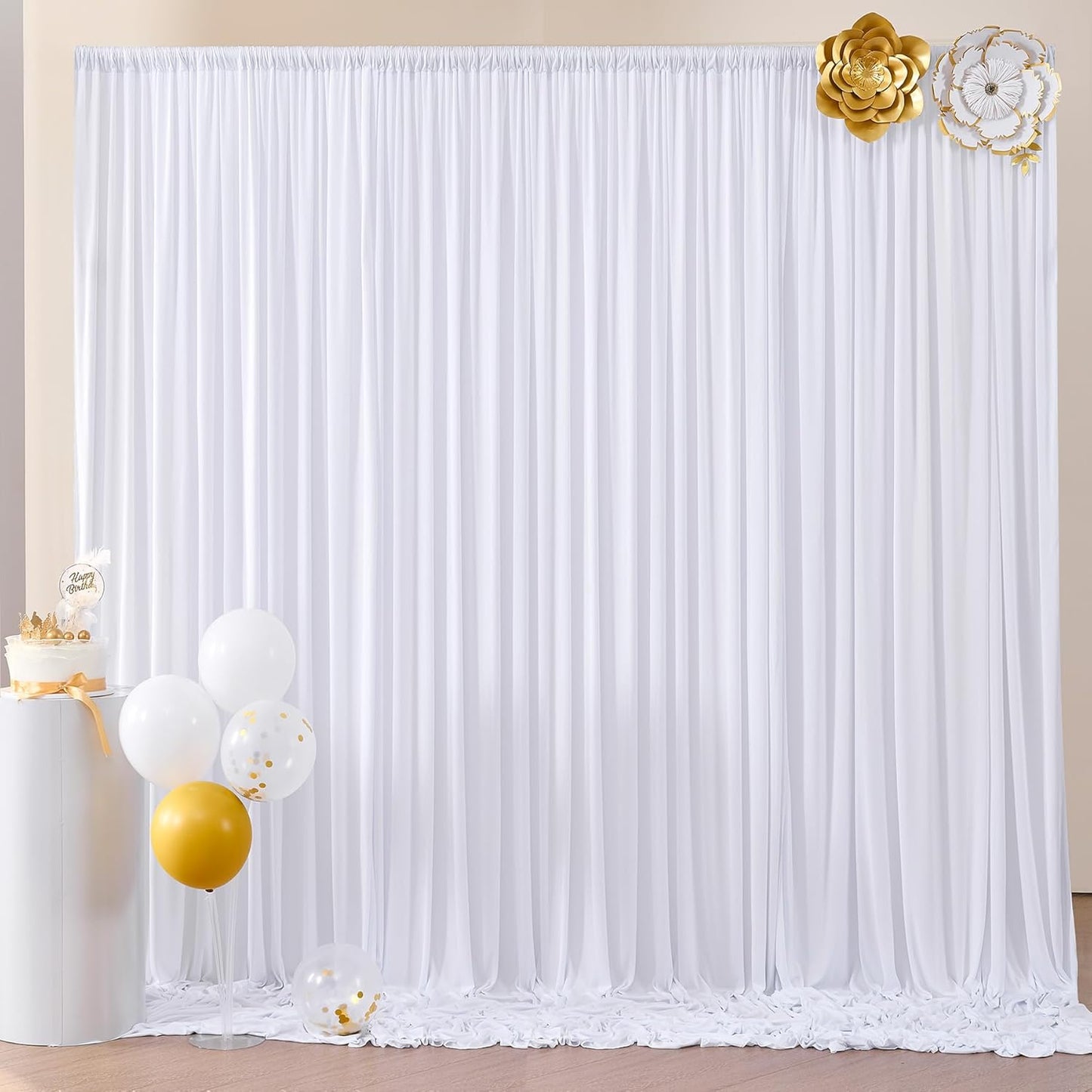 10ftx10ft Black Backdrop Curtains for Weddings Parties, Wrinkle Free 2 Panels Silky Polyester Photo Backdrop Drapes Back Drop Cloth Drapery for Birthday Mother'sDay Photography Background