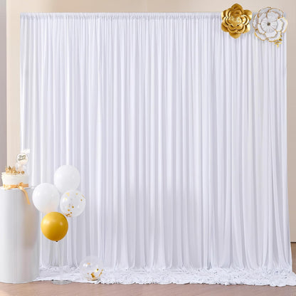 10ftx10ft Black Backdrop Curtains for Weddings Parties, Wrinkle Free 2 Panels Silky Polyester Photo Backdrop Drapes Back Drop Cloth Drapery for Birthday Mother'sDay Photography Background