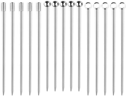 I-MART 15 Pack Stainless Steel Cocktail Picks Martini Olive Skewers, Reusable Metal Garnish Sticks for Drinks, Appetizers, Bloody Mary, Olives, Citrus, Fruit Decor (Gold, 4.25 Inch)
