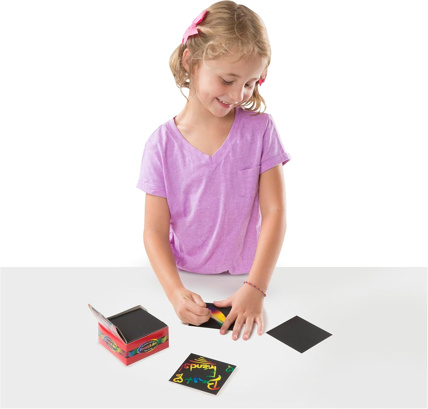 Melissa & Doug Scratch Art® Box of 125 Friendship-Themed Shaped Notes in Desktop Dispenser (Approx. 3.5” x 3.5” Each Note)