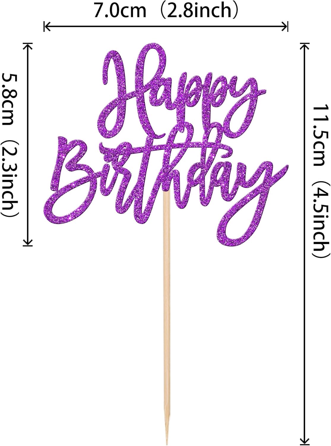 24 PCS Happy Birthday Cupcake Toppers Glitter Picks for Celebrating Anniversary Theme Party Cake Decorations Supplies Gold