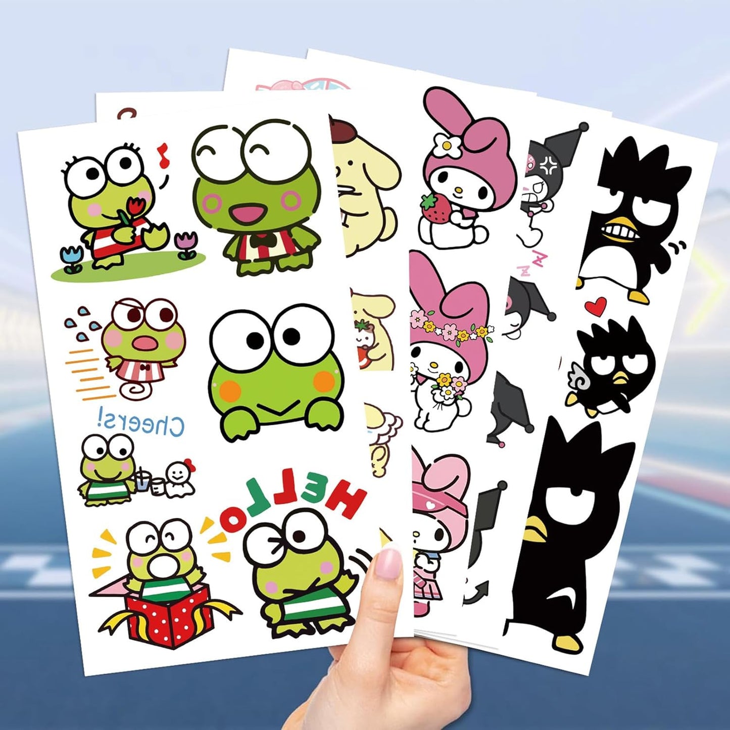 Cartoon My Melody Kuromi Cinnamoroll Pompompurin Keroppi Temporary Tattoos & Face Stickers,Party Favors,Tattoos Art Make up Deco BJHSL