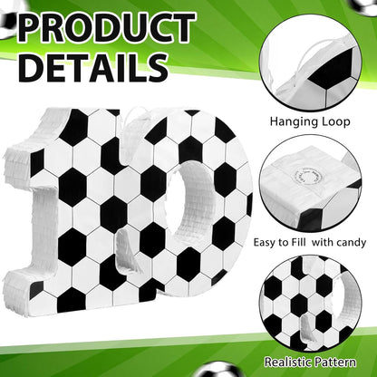 Gemscream Number 9 Soccer Piñata Bundle with Blindfold and Stick Small Piñata Party Decoration for Mexican Fiesta Cinco De Mayo School Anniversary Football Party Celebration Gift 15.75 x 11 x 2.8 in