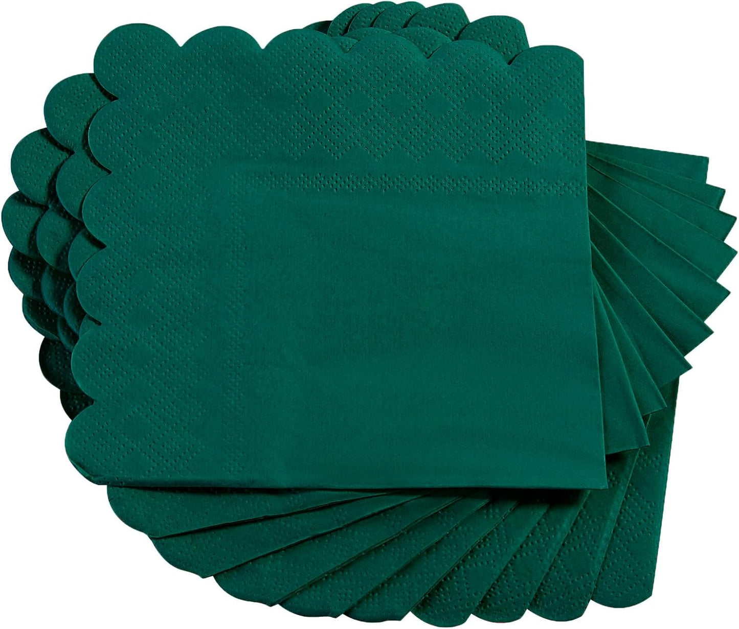 100 Pack Cocktail Napkin 2-Ply Scalloped Edged Dessert Napkins Folded 5 x 5 Inches Disposable Napkins for Dinner Wedding Birthday Party Bridal Anniversary Reception Event (Pink)