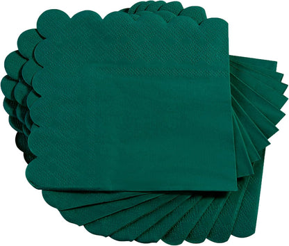 100 Pack Cocktail Napkin 2-Ply Scalloped Edged Dessert Napkins Folded 5 x 5 Inches Disposable Napkins for Dinner Wedding Birthday Party Bridal Anniversary Reception Event (Pink)
