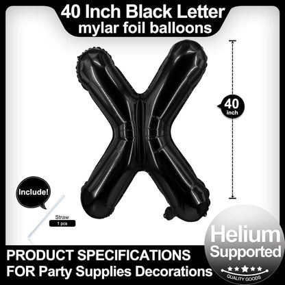 40 Inch Black Letter A Balloons, DIY Phrase Foil Alphabet Letter A Balloons DIY Word A Banner for Birthday Anniversary Celebration Graduation Party Supplies Decoration