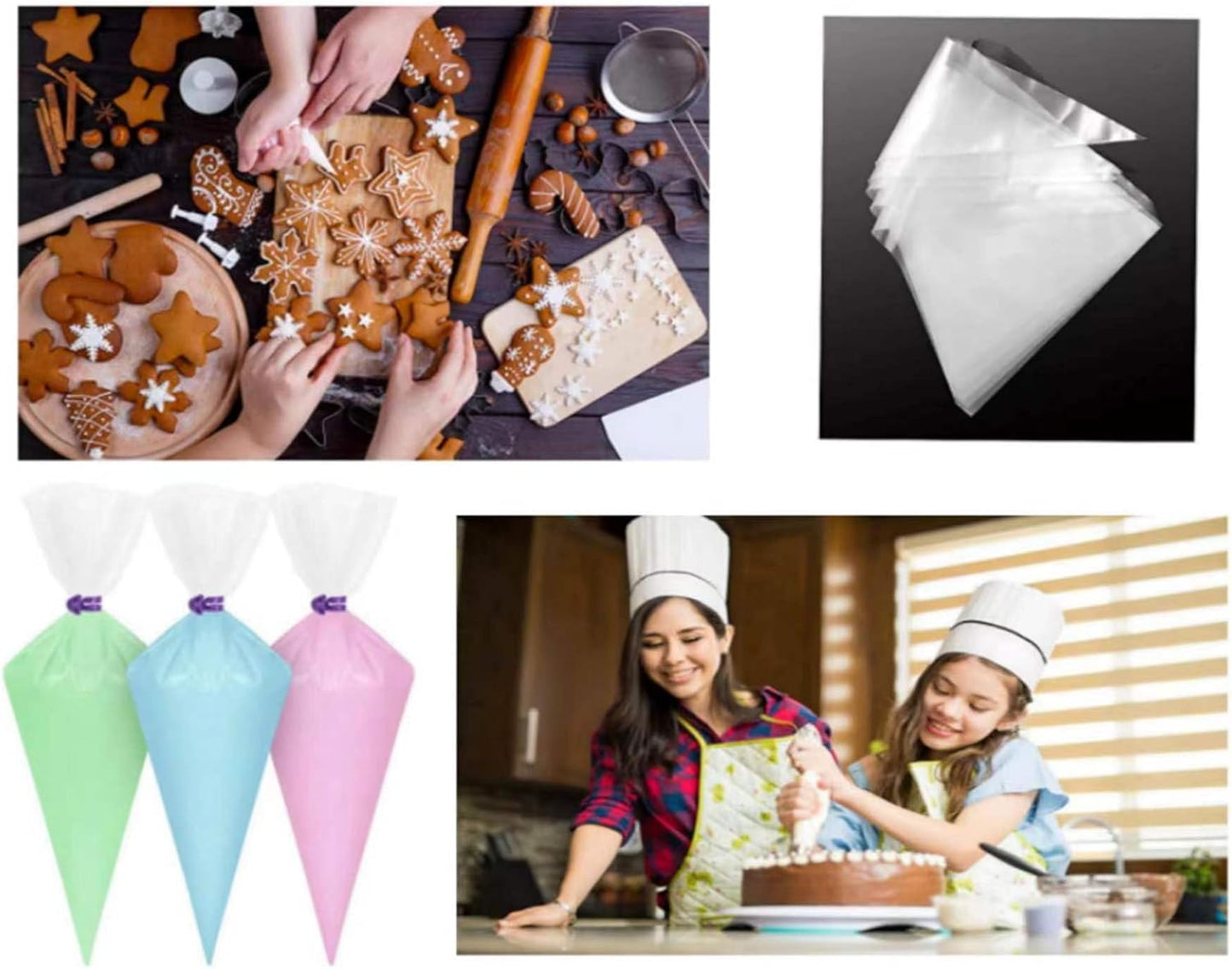Piping Bags,100pcs 12 Inch Anti Burst Disposable Cake Decorating Bags,Non-Slip Pastry Bags-Ideal for Cakes,Cream Frosting and Cookie Decorating