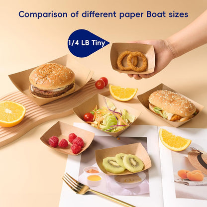 JOLLY CHEF 3lb Paper Food Trays,250 Pack Disposable Boat, Extra Large Food Serving Holder Tray for Gameday,Party, Nachos, Hot Dogs, Taco, French Fries