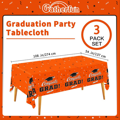 Gatherfun Graduation Party Decorations, Gongrats Grad Tablecover for Graduation Party Supplies, 3 pcs Green Table Cloths, 54"x108"