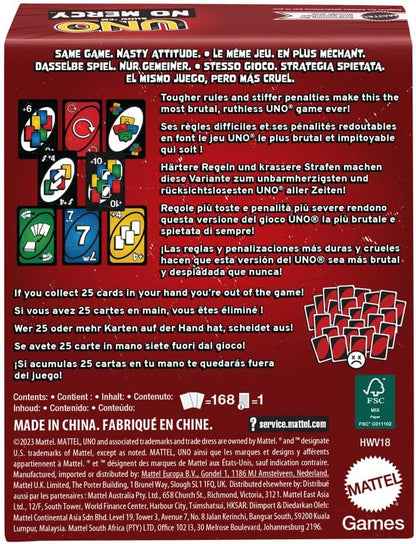 Mattel Games UNO Show ‘em No Mercy Card Game for Kids, Adults & Family Parties & Travel with Extra Cards, Special Rules & Tougher Penalties