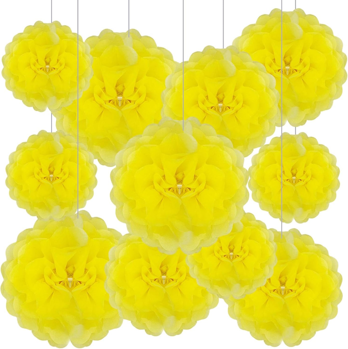 Tissue Paper Pom Poms, Pink Tissue Paper Flowers, Hanging Flower Balls for Weddings Fiesta Parties Birthday Baby Showers Classroom Bridal Shower Decoration (18Piece Set-6/10/12/14Inch)
