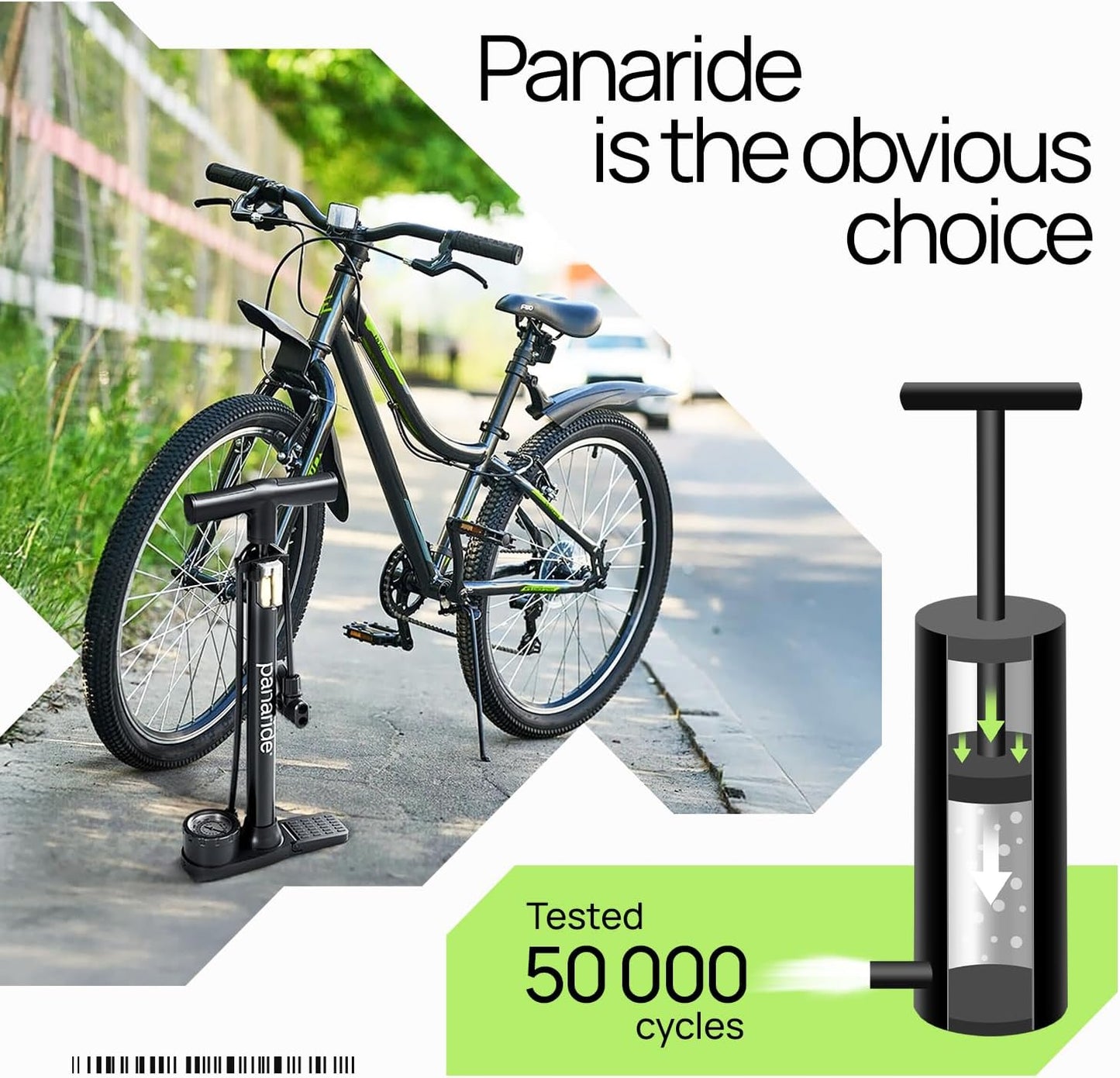 Bike Pump Floor, Advanced Bike Tire Inflator, Bicycle Hand Air Pump with Dual Presta and Schrader Valves, Handheld Pump, Suitable for Road and Mountain Bikes, Baby Stroller, Balls