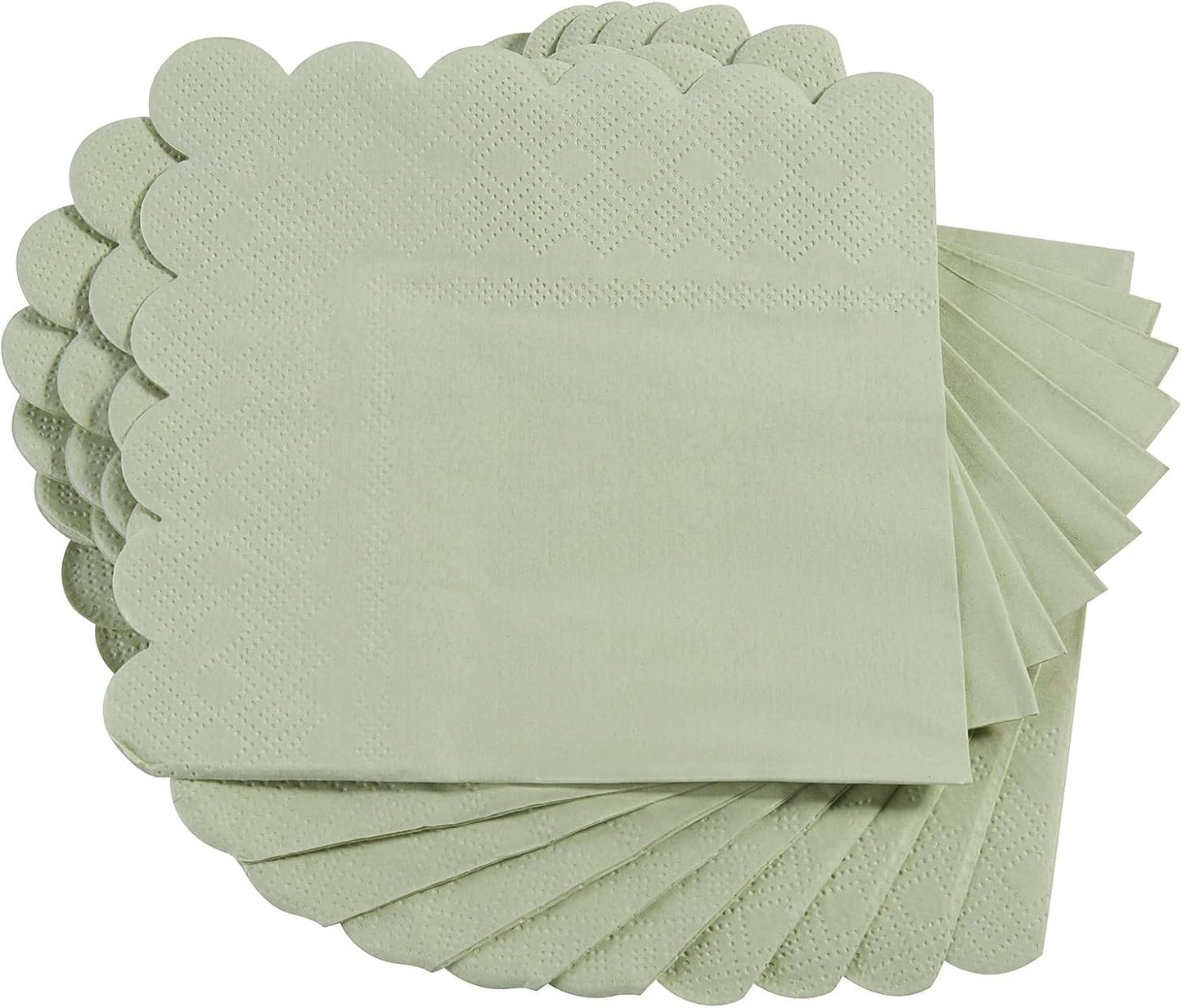 100 Pack Cocktail Napkin 2-Ply Scalloped Edged Dessert Napkins Folded 5 x 5 Inches Disposable Napkins for Dinner Wedding Birthday Party Bridal Anniversary Reception Event (Pink)