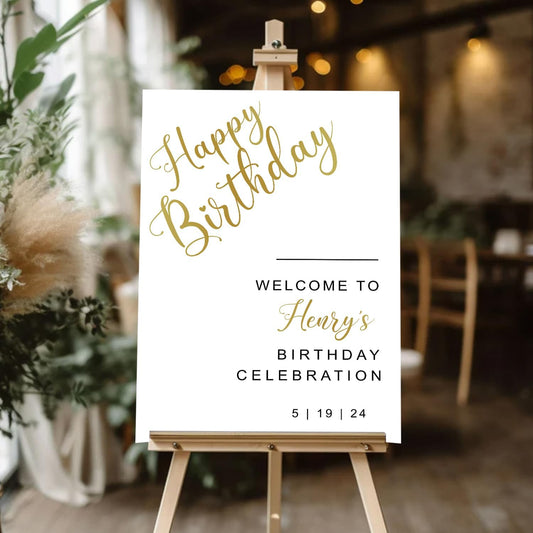 Birthday Welcome Sign, Floral Welcome Personalized Birthday Sign, Pink Roses Birthday Party Decor, Pink Floral Custom Birthday Signs, Welcome To Birthday Celebration Party Sign