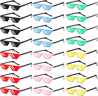 12 Pack Thug Life Party Sunglasses 8 Bit Pixelated Multicolor Mosaic Gamer MLG Photo Props Glasses Adults Teens
