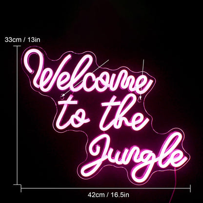 Welcome to the Jungle Neon Sign Jungle Decor Green Led Word Neon Light Signs for Wall Decor Usb Letter Light Up Sign for Garden Home Entryway Front Porch Party Gift