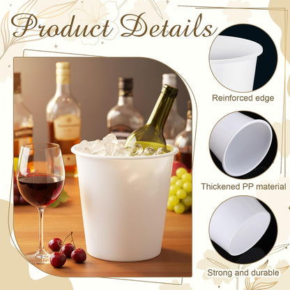 Layhit 48 Pcs Plastic Ice Buckets for Parties 3 Liters Wine Bucket Portable Ice Holder Disposable Wine Cooler for Party Wedding Party Beverages Champagne Soda and Beer(Black)