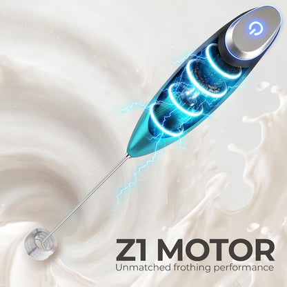 Zulay Kitchen Powerful Milk Frother Wand With Duracell Batteries - Ultra Fast Handheld Drink Mixer - Electric Whisk Foam Maker for Coffee, Lattes, Cappuccino & Matcha - Z1 Motor - Black - Colors B