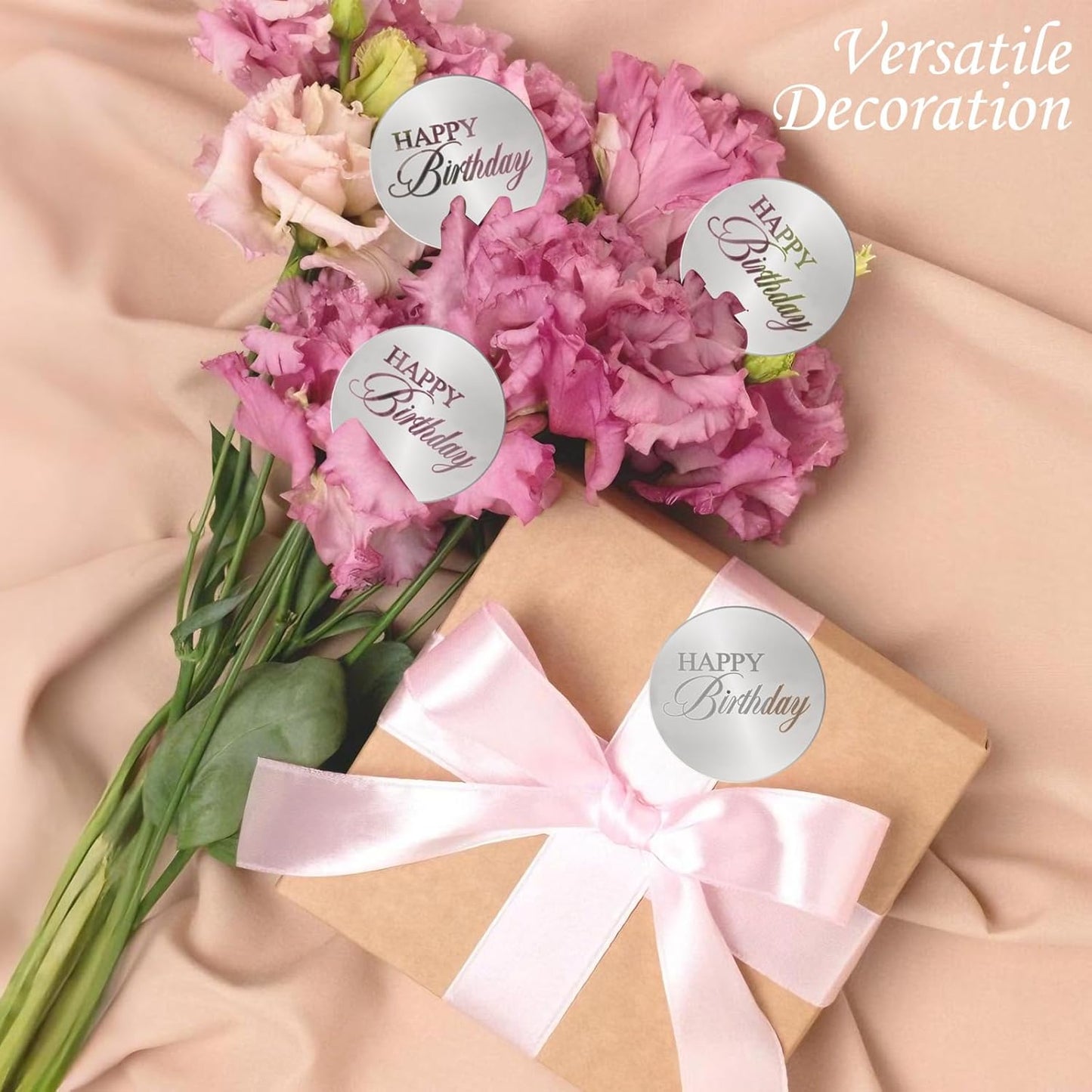 20pcs Gold Mirror Acrylic Happy Birthday Cupcake Toppers Round Engraved Cake Picks Happy Birthday Cake Toppers for DIY Birthday Gift Flower Bouquet Pastries Desserts Decor