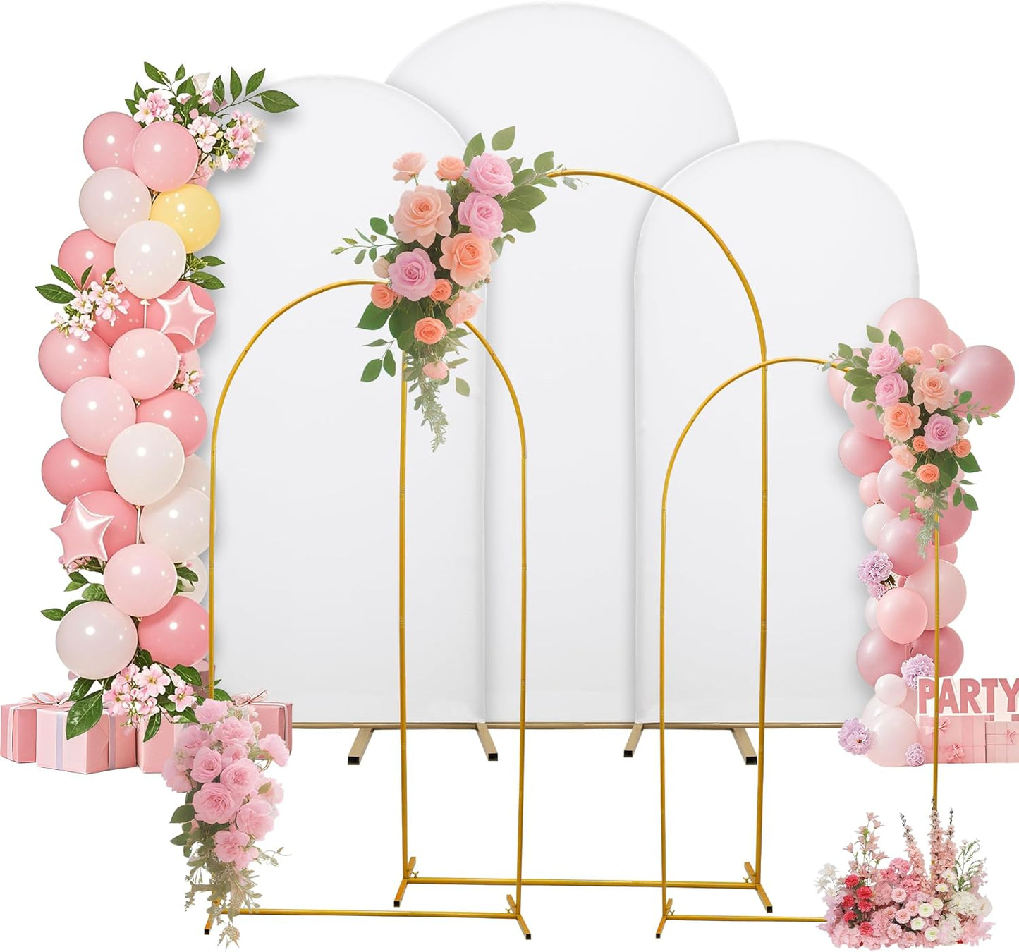 3-Piece Arch Cover Bundle – 7.2FT, 6.6FT & 6FT Stretch Spandex Backdrop Set – Wedding, Birthday & Photo Booth Arch Covers for Every Event