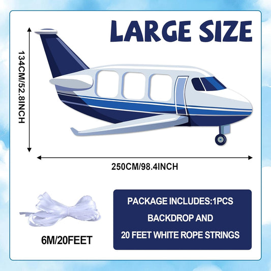 Airplane Shaped Photo Prop Selfie Frame Airplane Birthday Decoration Large Fabric Aircraft Backdrop Banner 98x53in Plane Themed Photo Booth Prop Background for Kids Baby Shower Birthday Party Supplies