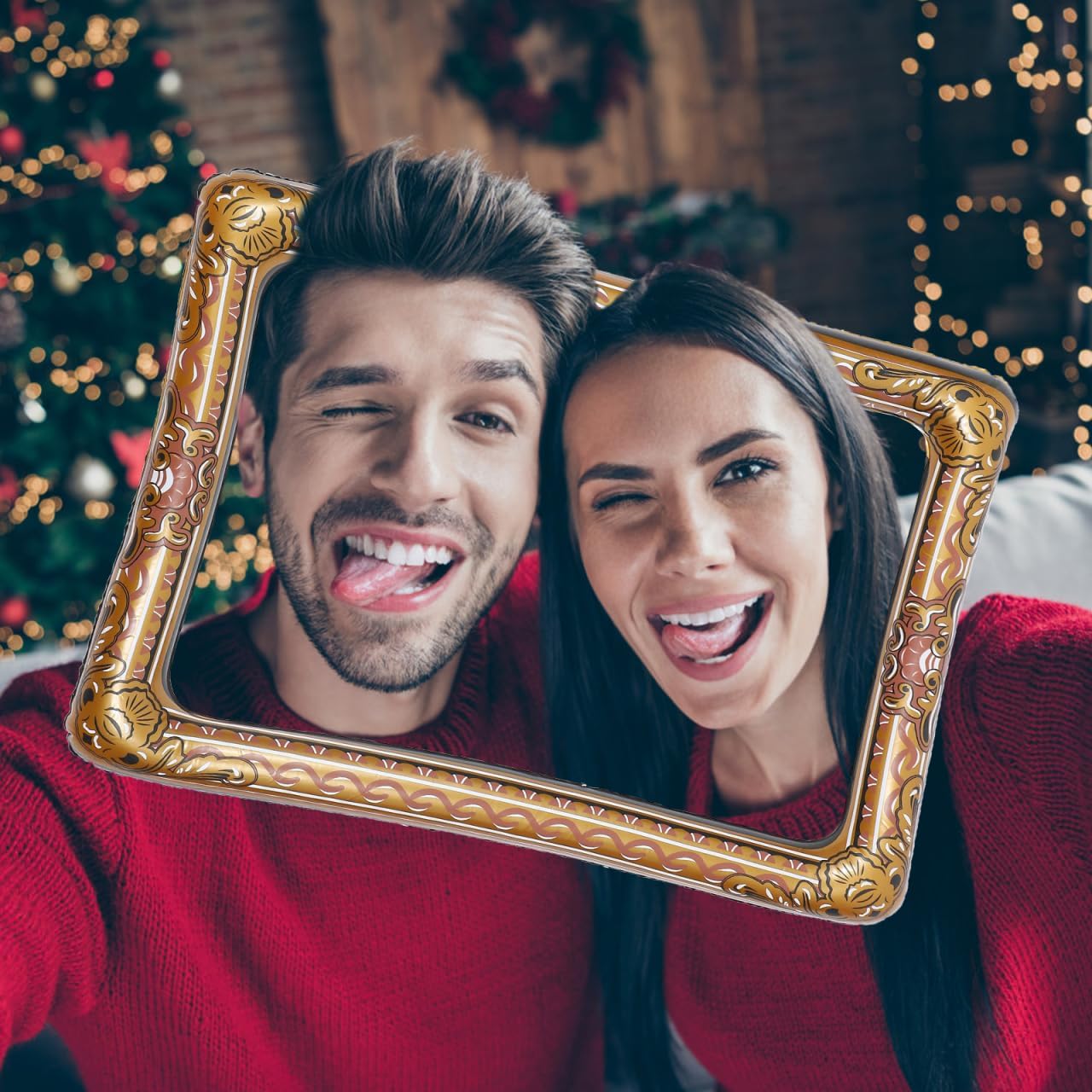 TENDYCOCO Inflatable Photo Frame Prop 26.37X18.11In Lightweight Selfie Picture Frame for Parties Weddings Festivals Portable Photo Booth Accessory