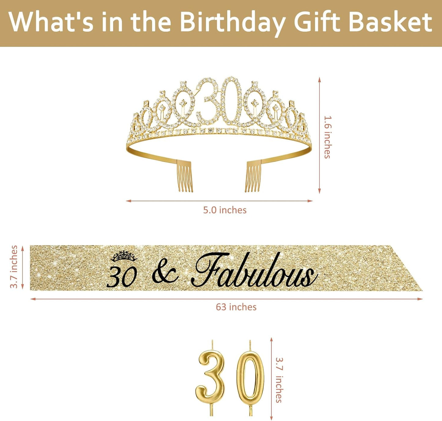 21st Birthday Decorations for Her with 21st Birthday Sash and Crown, Candles Gold, Gifts for 21 Year Old Girls