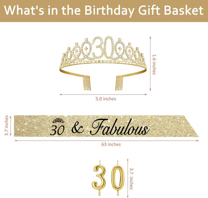 21st Birthday Decorations for Her with 21st Birthday Sash and Crown, Candles Gold, Gifts for 21 Year Old Girls