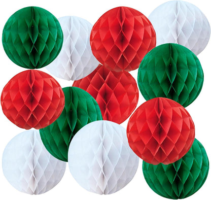 Rainbow Paper Honeycomb Balls,6 and 10 inch Hanging Tissue Pompoms,12 Pack Party Decorations