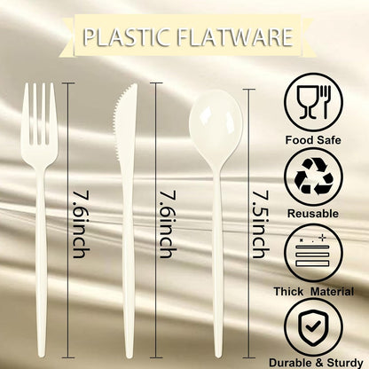 Supernal 180pcs Black Plastic Silverware Set - Heavy Duty Disposable Utensils (60 Forks, 60 Knives, 60 Spoons) - Elegant Black Cutlery for Parties, Weddings & BBQ