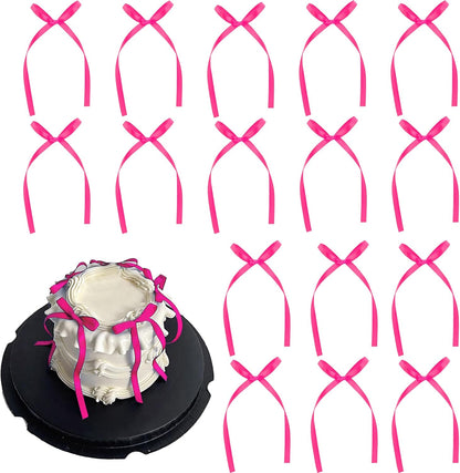 20 Pack Bow Cupcake Toppers Birthday Bowknot Ribbons Coquette Light Pink Bow High Footed Cup Balloon Wall Party Decorations Bridal Cake Dessert Picks Baby Girl Boy Wedding Party Supplies