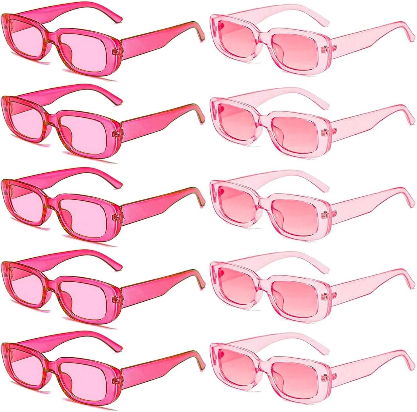 SUNOVELTIES 10 Pack Rectangle Sunglasses for Women Retro Narrow Square Glasses 90s Aesthetic Vintage Eyewear Uniex Adult