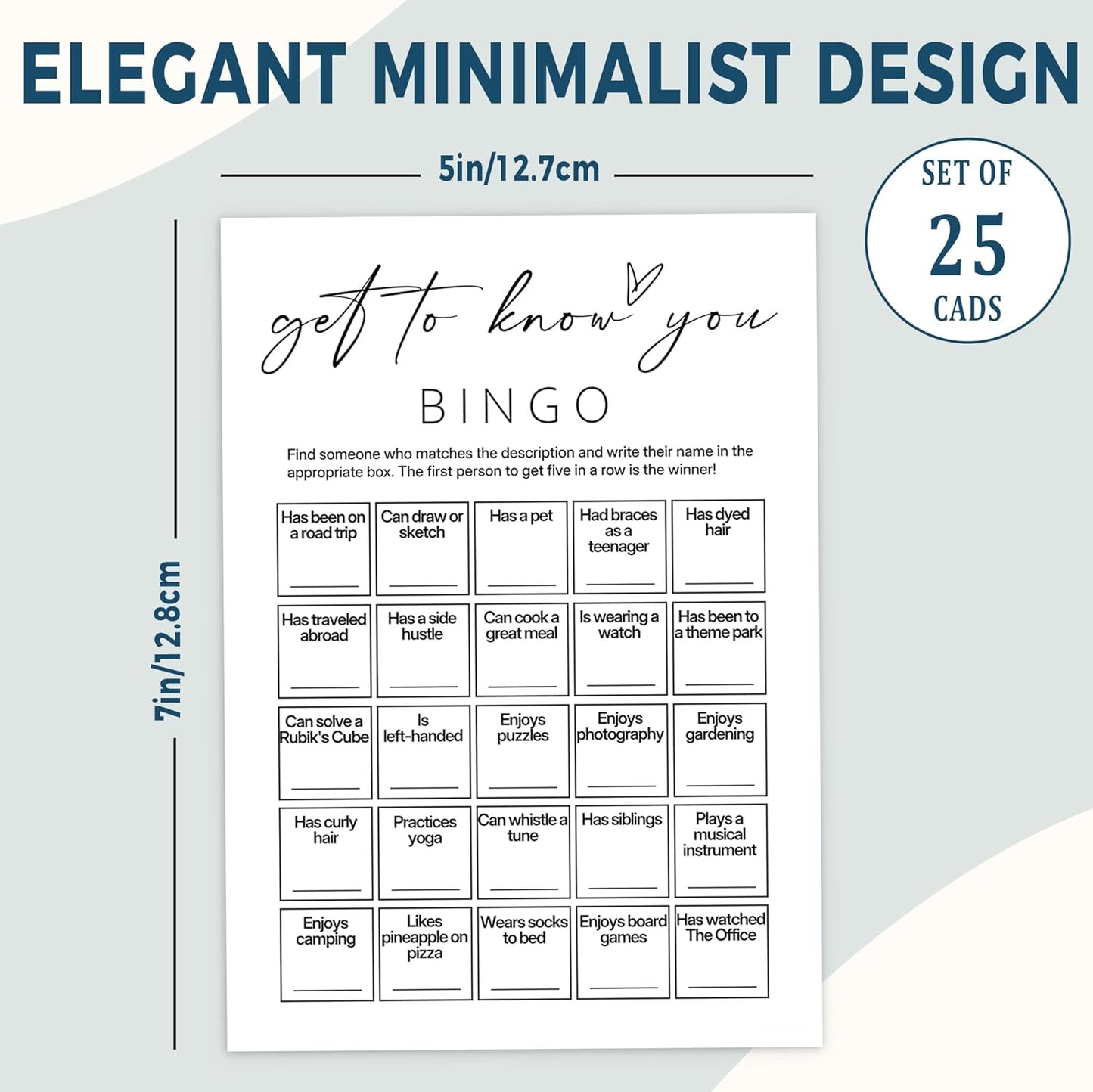 Team Building Games for Work Adults – Find Someone Who Bingo Game, 25 Unique Human Bingo Cards 5x7 Inch, Ice Breaker & Office Games for Parties, Meetings & Events - A05