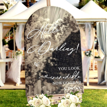 Custom Name Welcome to Our Wedding Signs Personalized Wedding Mirror Decals Selfie Mirror Decal for Wedding Entry Reception Display Golden Date Marriage DIY Vinyl Lettering Welcome Party Decoration
