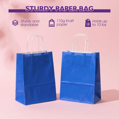 32 Pack Paper Gift Bags with Handles, 5.8"×3.2"×8.25" Party Favor Bags, Gift Bags, Small Gift Bags with Handles, Party Bags, Small Goodie Bags Bulk for Birthday, Crafts, Wedding, Party Supplies (8 Colors)