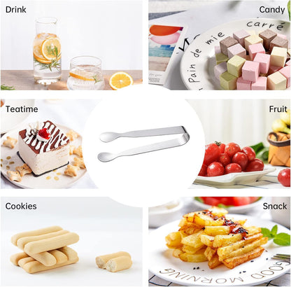 Ice Tongs Sugar Cubes Tongs - 12 Pack Stainless Steel Small Serving Tongs for Appetizers Coffee Tea Party