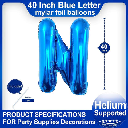 40 Inch Blue Letter A Balloons, DIY Phrase Foil Alphabet Letter A Balloons DIY Word A Banner for Birthday Anniversary Celebration Graduation Party Supplies Decoration