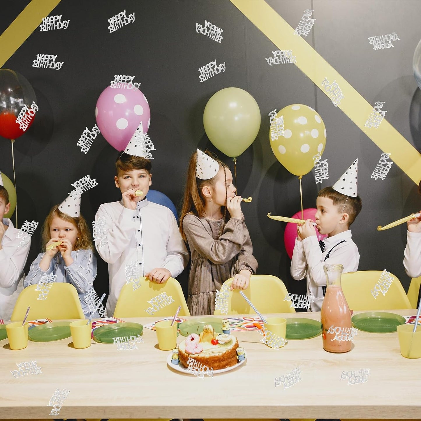 Gold Happy Birthday Confetti, Table Paper Scatter Golden Birthday Decorations for Party (0.03 lbs)