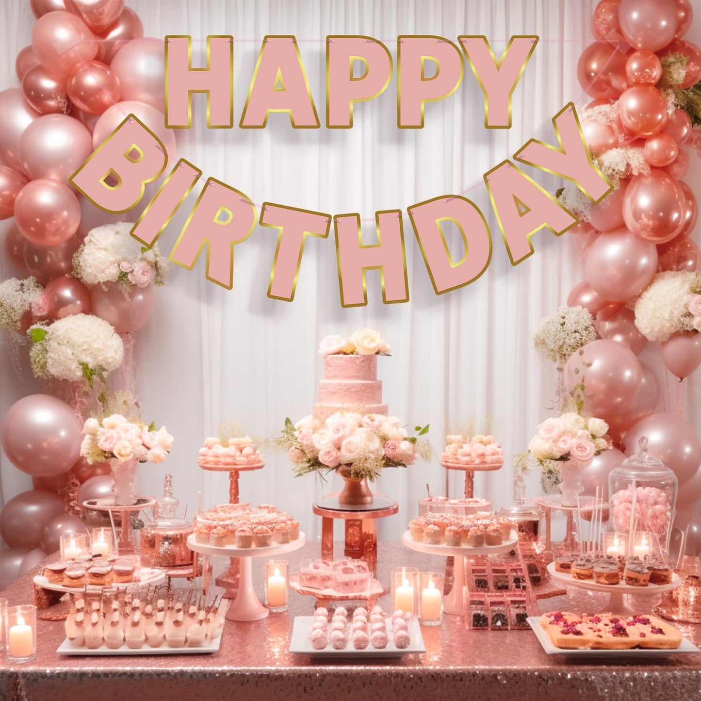 Happy Birthday Banner - 9ft Pre-Strung Happy Birthday Sign for Women, Men, Girls, Boys - No DIY Birthday Decorations & Party Supplies(Macaron)