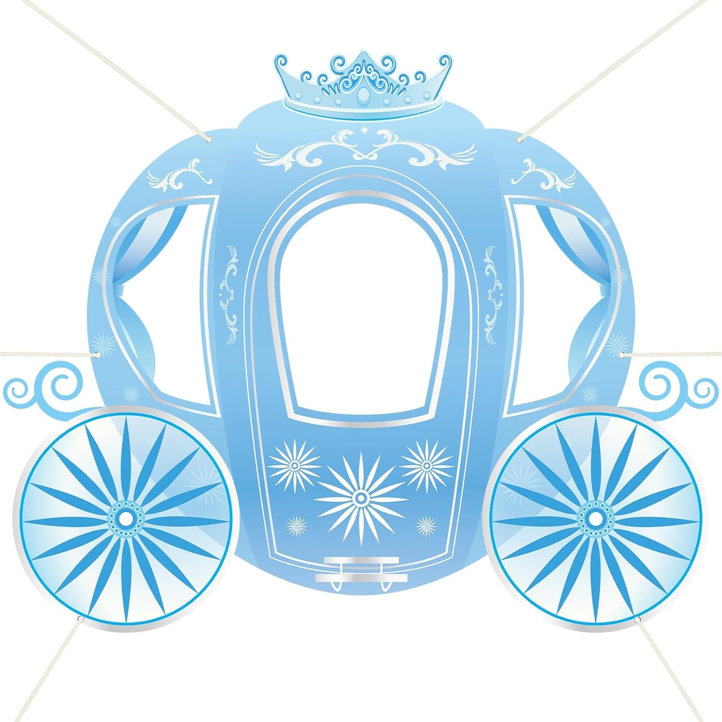 Snowflake Princess Carriage Photo Prop Background Winter Wonderland Selfie Frame Photography Blue Carriage Backdrop Banner 63" Fairy Tale Photo Booth for Winter Snow Holiday Birthday Party Decoration