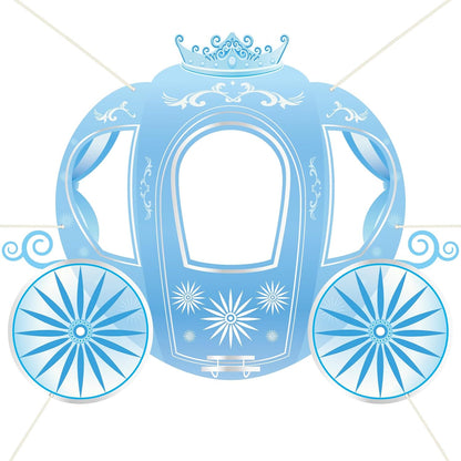 Snowflake Princess Carriage Photo Prop Background Winter Wonderland Selfie Frame Photography Blue Carriage Backdrop Banner 63" Fairy Tale Photo Booth for Winter Snow Holiday Birthday Party Decoration
