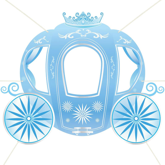 Snowflake Princess Carriage Photo Prop Background Winter Wonderland Selfie Frame Photography Blue Carriage Backdrop Banner 63" Fairy Tale Photo Booth for Winter Snow Holiday Birthday Party Decoration