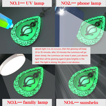EEQQBZ Glow in The Dark Silver Teardrop shape necklace,Fantasy Glowing Jewelry Charm