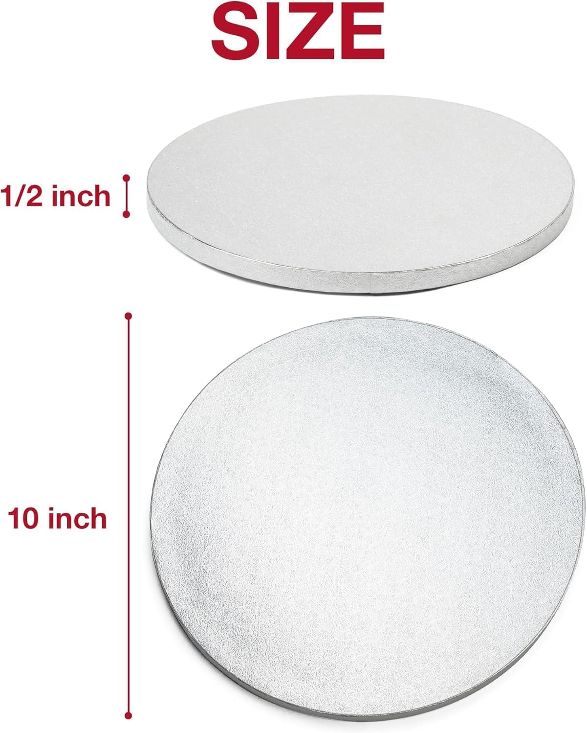 12 inches White Cake Box with Cake Board, 1/2 inch Thick Silver Cake Drum Set, Square Bakery Box with Window Lid and Cake Board Combo, Disposable Container for Bakery (12x12x8“)