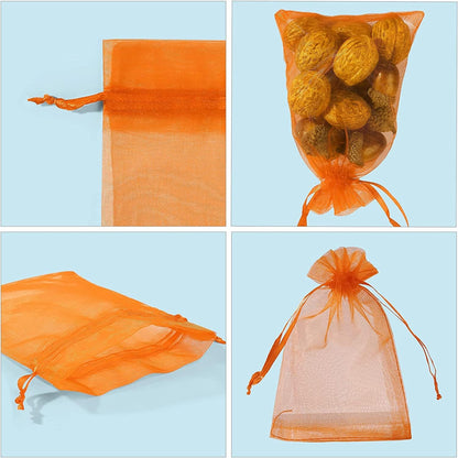 ANZNKU 50 Pack Organza Bags 5 x 7 in White Small Mesh Gift Bags Bulk Drawstring for Wedding Party Favors, Little Goodie Bag for Candy Jewelry Soap Makeup, Treat Sachet Pouch for Mothers Gifts Wrap