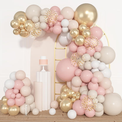 Amandir 153pcs Pink Purple Balloon Garland Arch Kit, Different Sizes 18 12 10 5 inch Pink Purple Red Latex Metallic Confetti Purple Balloons for Girl Women Birthday Bridal Baby Shower Party Decoration