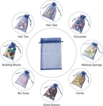 100PCS White Organza Bags, 4x6 Inch Small Mesh Bags Drawstring, Jewelry Gift Bags for Easter, Party, Festival, Bathroom Soaps, Makeup