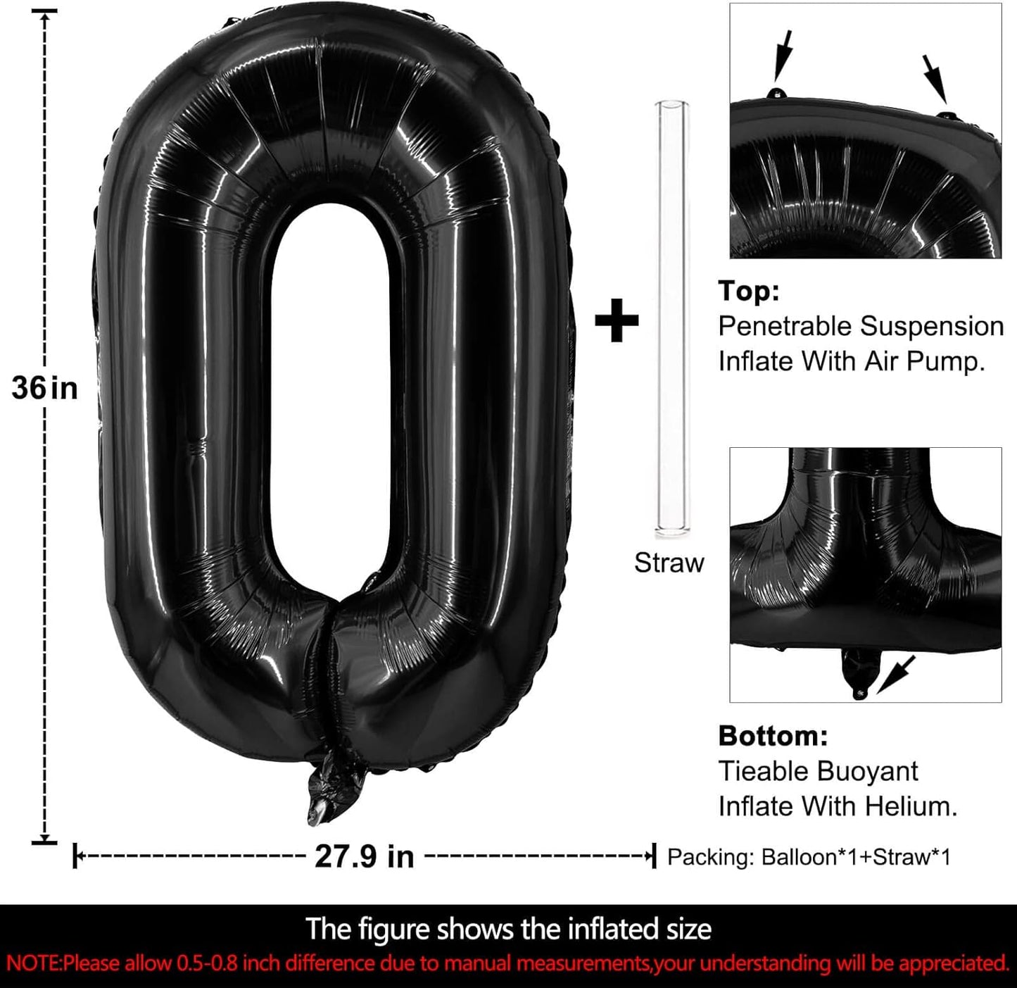 Lovoir 40 Inch Large Black Letter A Balloons Big Size Jumbo Mylar Foil Helium Balloon for Birthday Party Celebration Decorations Alphabet Black A