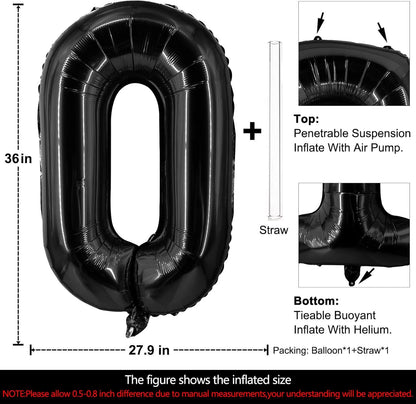 Lovoir 40 Inch Large Black Letter A Balloons Big Size Jumbo Mylar Foil Helium Balloon for Birthday Party Celebration Decorations Alphabet Black A