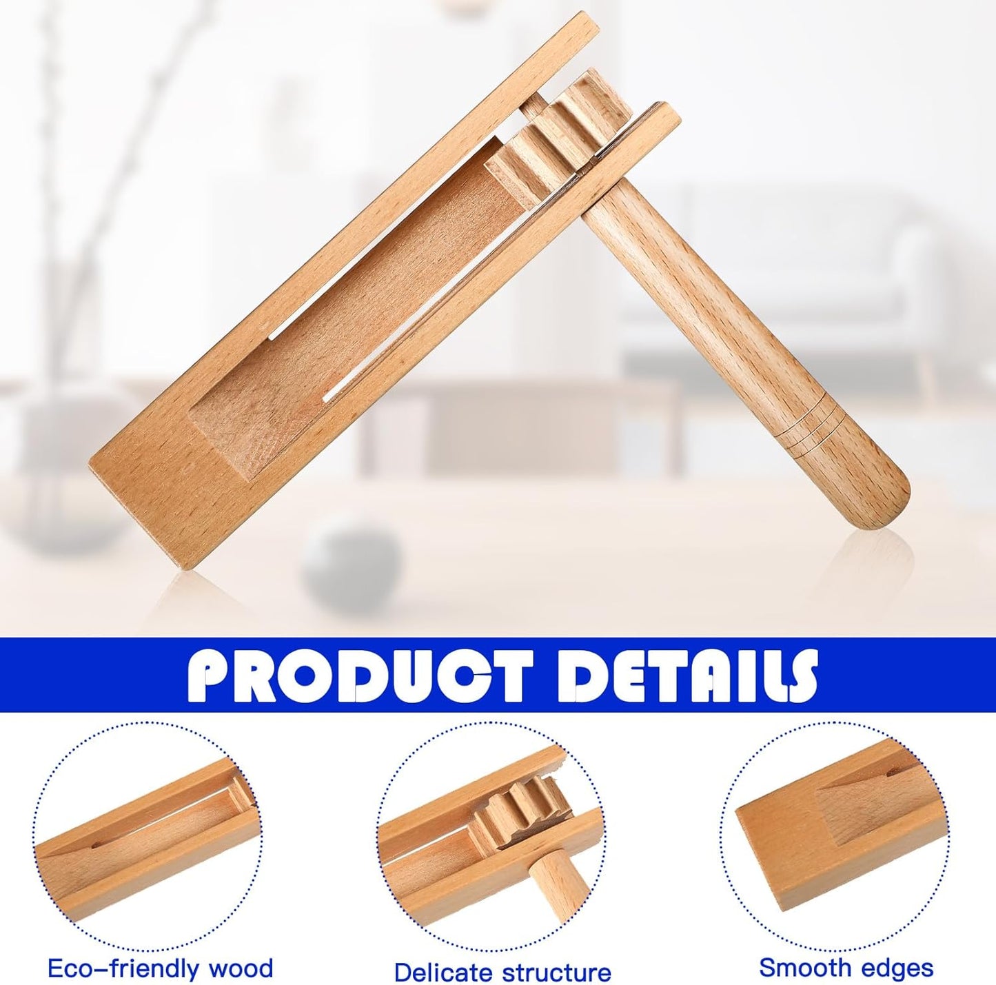 Nuanchu 10 Inch Cowbell Noise Makers for Sport Event Steel Cowbell with Handle and 2 Pcs Wooden Spinning Rattle Ratchet Matraca Cheer Bell Alarm for Football Game Musical Percussion Instruments(Brown)